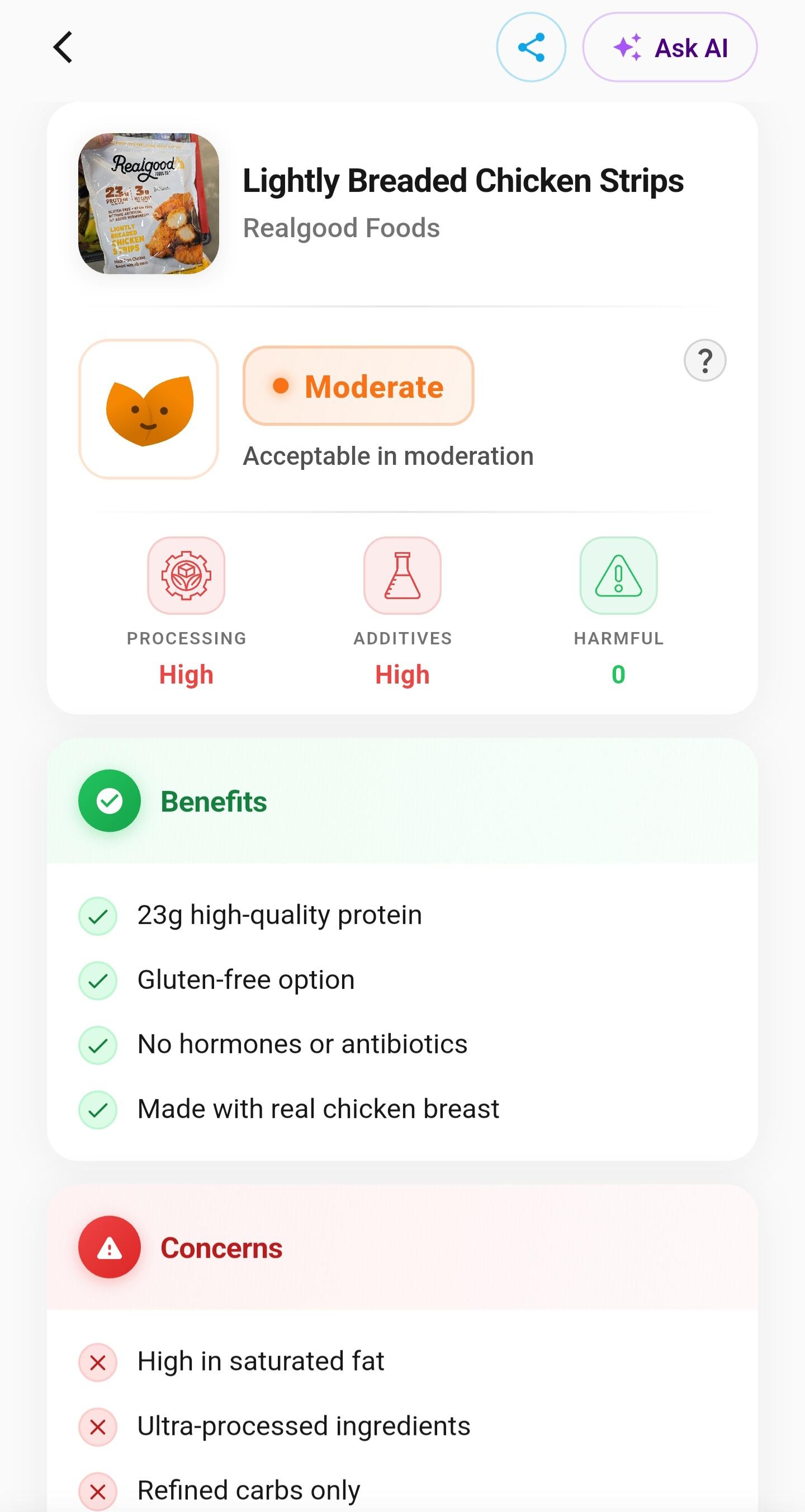 App analyzing product without barcode