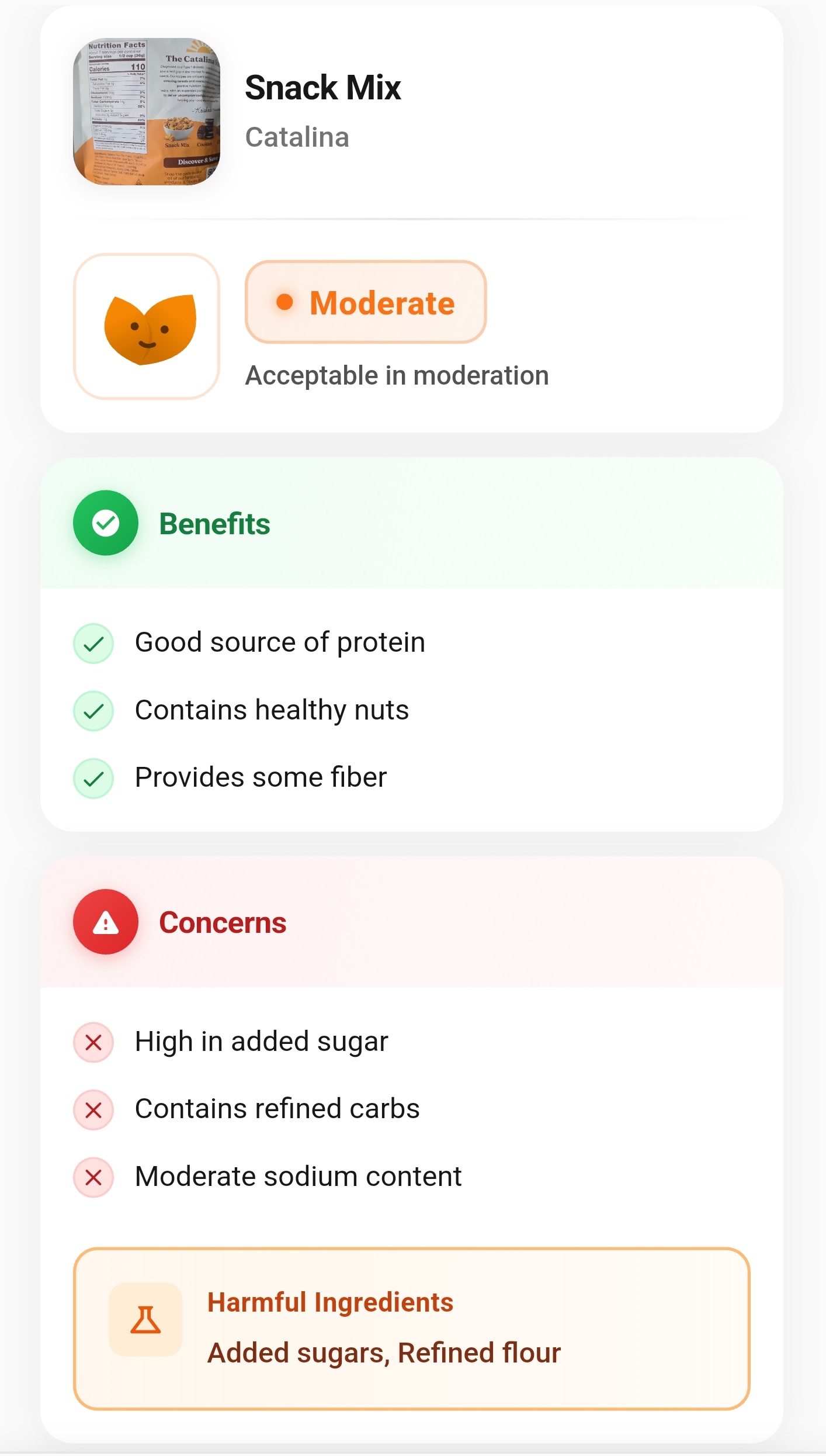 App analyzing product without barcode